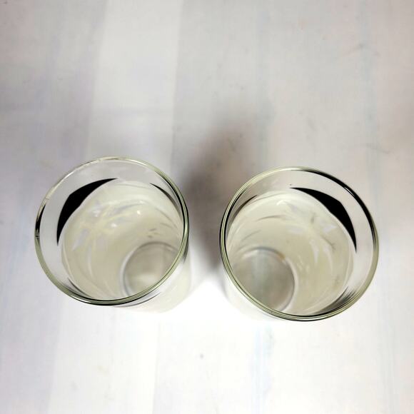 2 MCM Anchor Hocking Tumblers Frosted Snowflake Atomic Tom Collins Drink Glasses - Picture 2 of 3